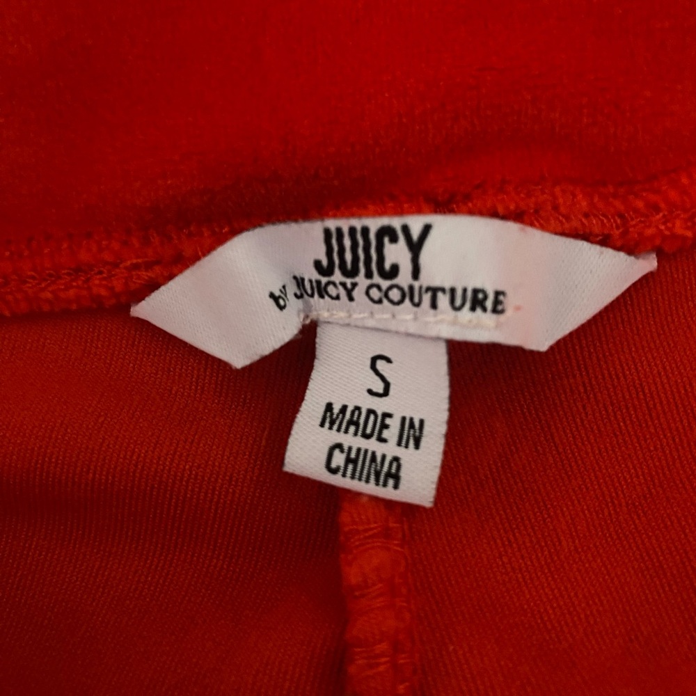 Juicy Couture Red Velour‎ Pants rhinestone logo size small - Picture 3 of 6